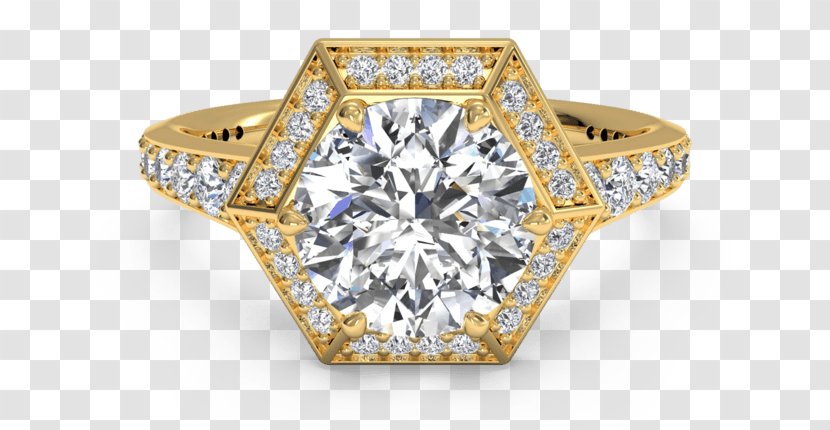 Gemological Institute Of America Engagement Ring Diamond Jewellery - Hexagonal Shape Gold Transparent PNG