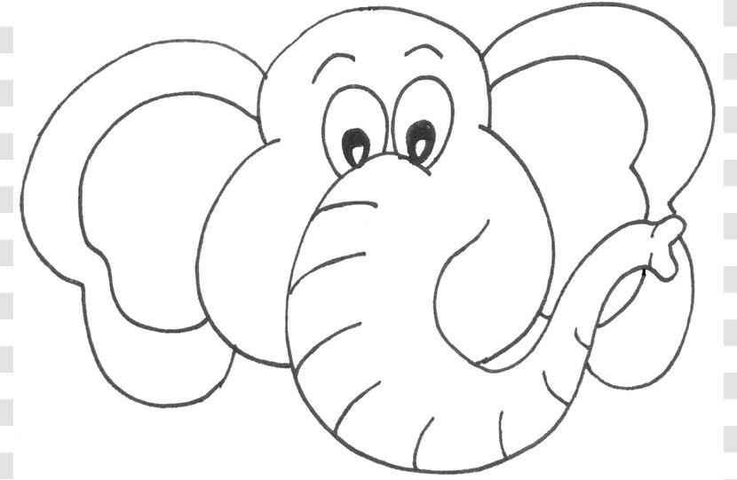Elephant Coloring Book Face Drawing Clip Art - Cartoon - Outline Of Transparent PNG