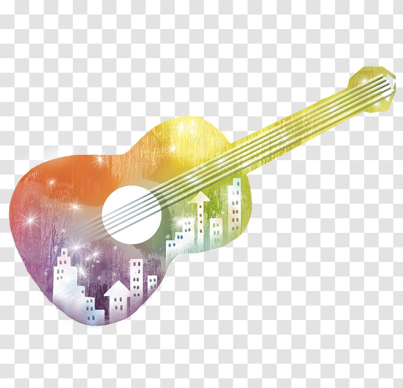 Ukulele Acoustic Guitar Cartoon Illustration - Musical Instrument Transparent PNG