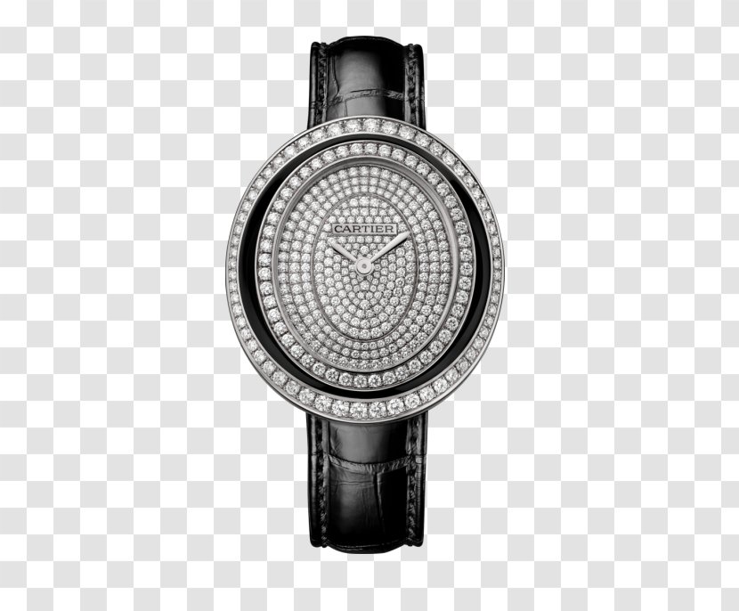 Cartier Tank Watch Jewellery Salon International De La Haute Horlogerie - Strap - Diamond Black Female Form Transparent PNG