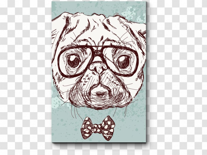 Pug Puppy Hipster Drawing - Dog Like Mammal Transparent PNG