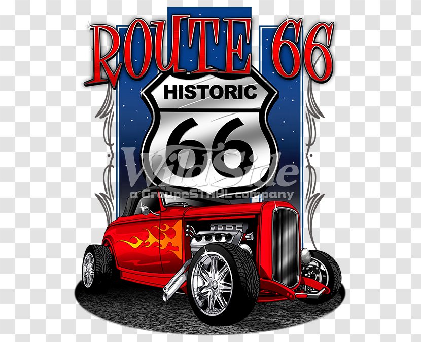U.S. Route 66 T-shirt Car Hot Rod Rat - Logo Transparent PNG