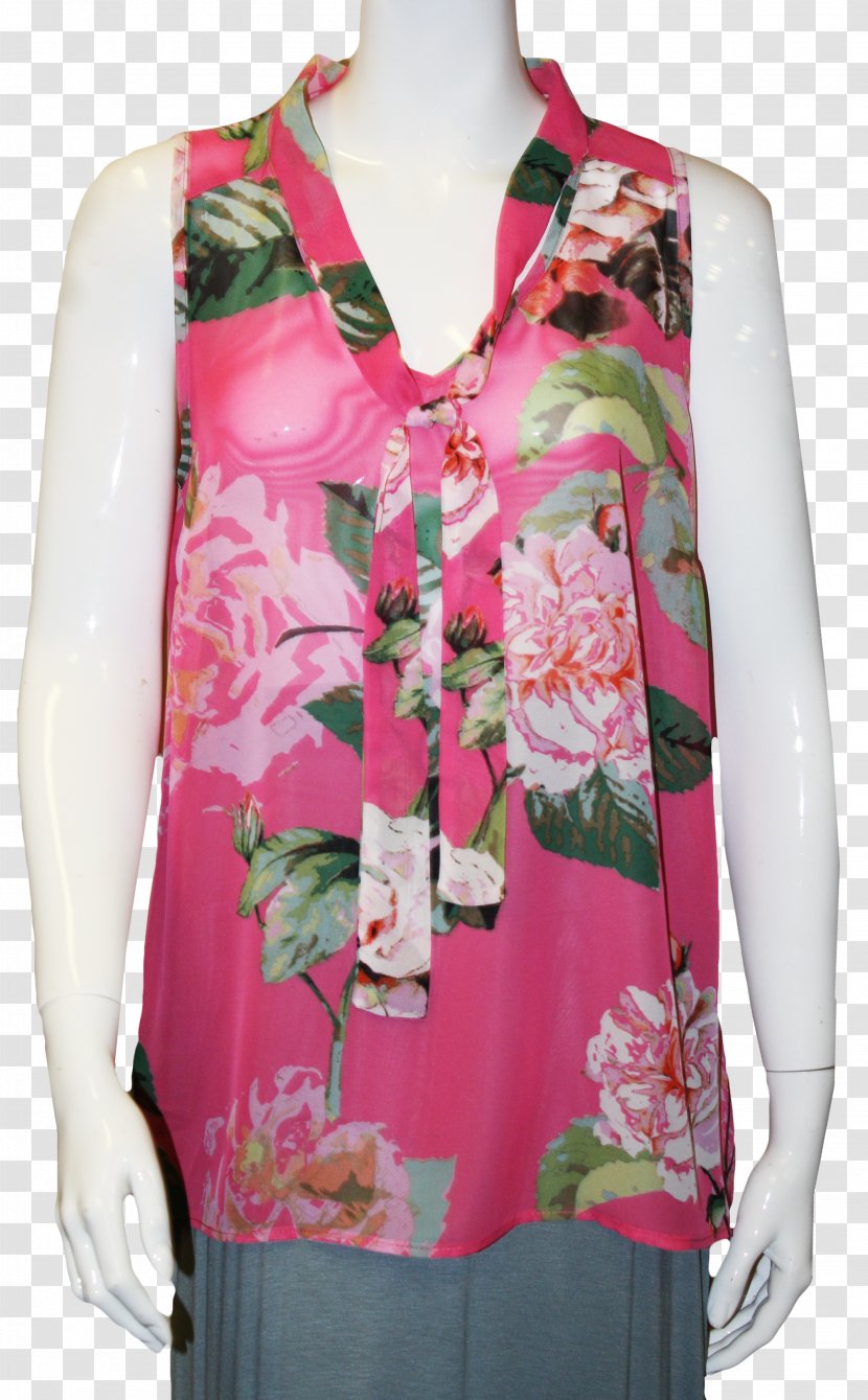 Clothing Blouse Sleeve Top Neck - Dress - Blush Floral Transparent PNG