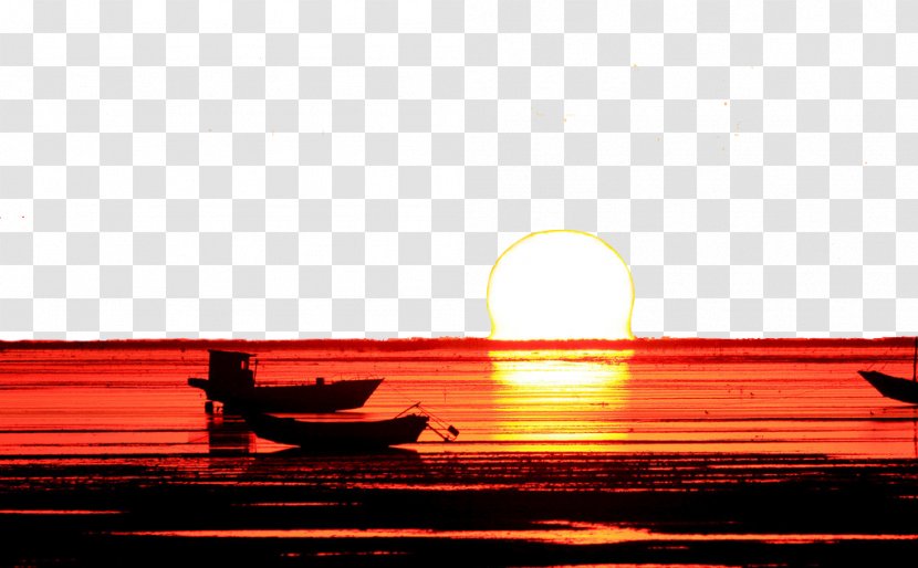 Sunrise Wallpaper - Red - At Sea Transparent PNG