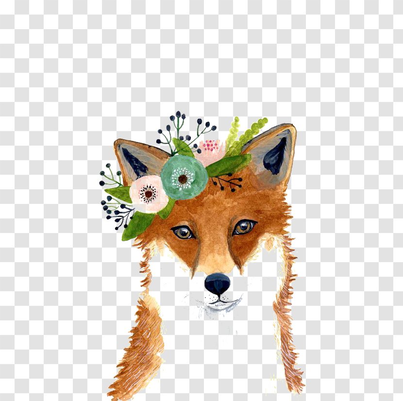 Watercolor Painting Fox Art Drawing - Wildlife - Plant Transparent PNG