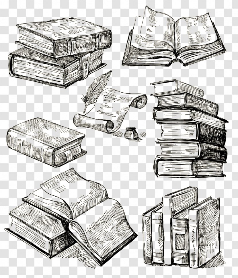 Hardcover Book Drawing Tattoo Idea - Hand-painted Books Transparent PNG