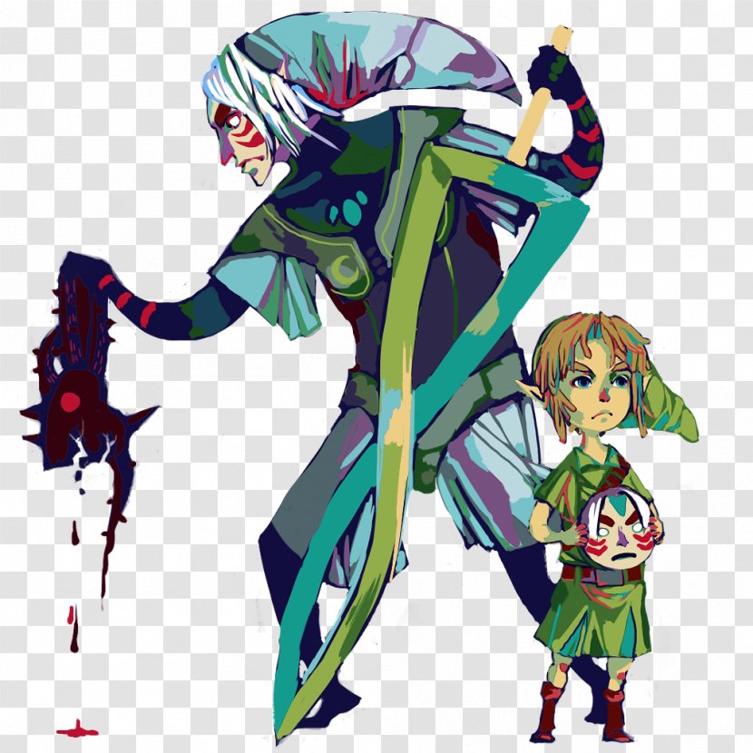 The Legend Of Zelda: Majora's Mask 3D Link Ocarina Time - Watercolor - Masquerade Transparent PNG