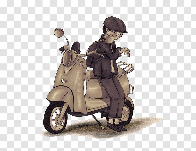 Cartoon Watercolor Painting Illustration - Creativity - Motorcycle Transparent PNG