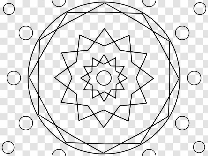 Sand Mandala Culture Coloring Book Buddhism - Black And White - Monochrome Transparent PNG