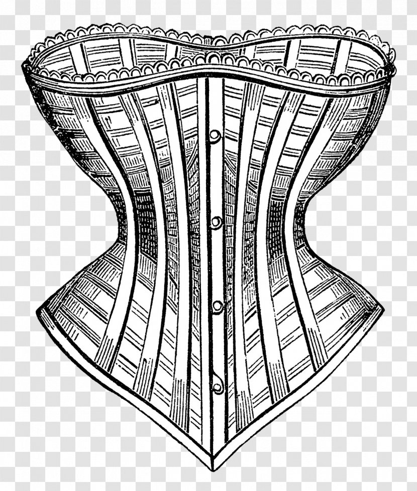 Black And White Drawing Corset - Cartoon - Frame Transparent PNG
