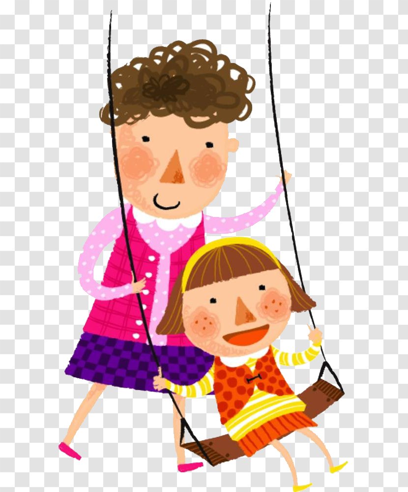 Mother Daughter Clip Art - Watercolor - The Child Swinging Transparent PNG