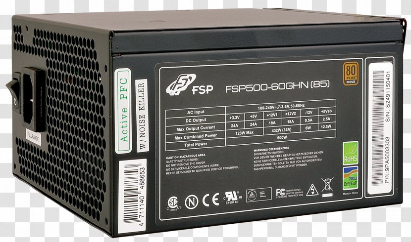 Power Converters Supply Unit FSP 500-60GHN(85) - 500 Watt Group 80 PlusComputer Transparent PNG