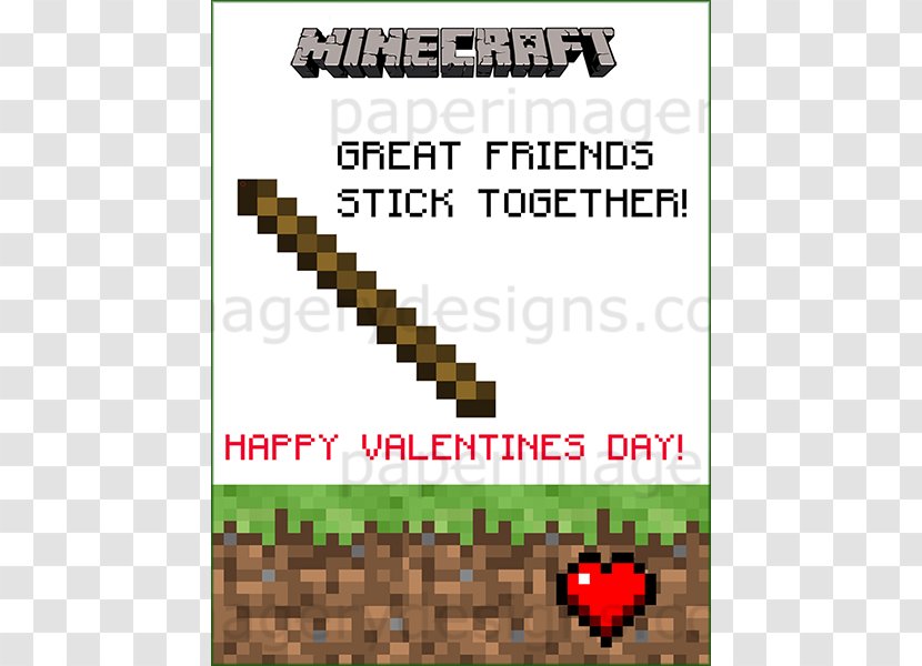 Minecraft: Paper Cut-Outs Valentine's Day Video Games Playing Card - Mario Bros Transparent PNG