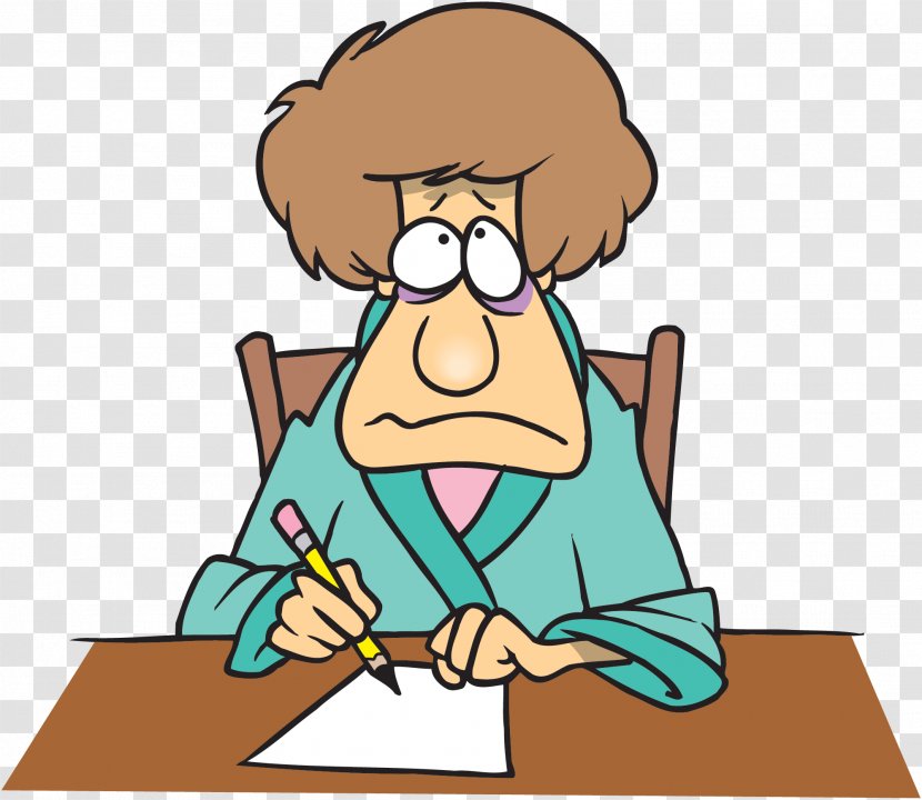 Clip Art Cartoon Man Writing A Letter - Pleased - Clipart Transparent PNG