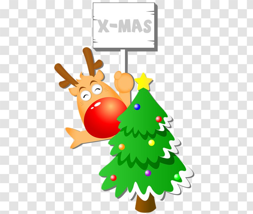 Christmas Tree Reindeer Santa Claus - Ornament Transparent PNG
