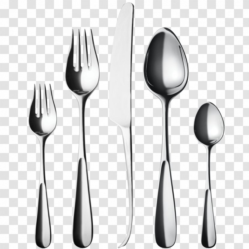 Knife Spoon Fork Cutlery - Black And White - Pic Transparent PNG