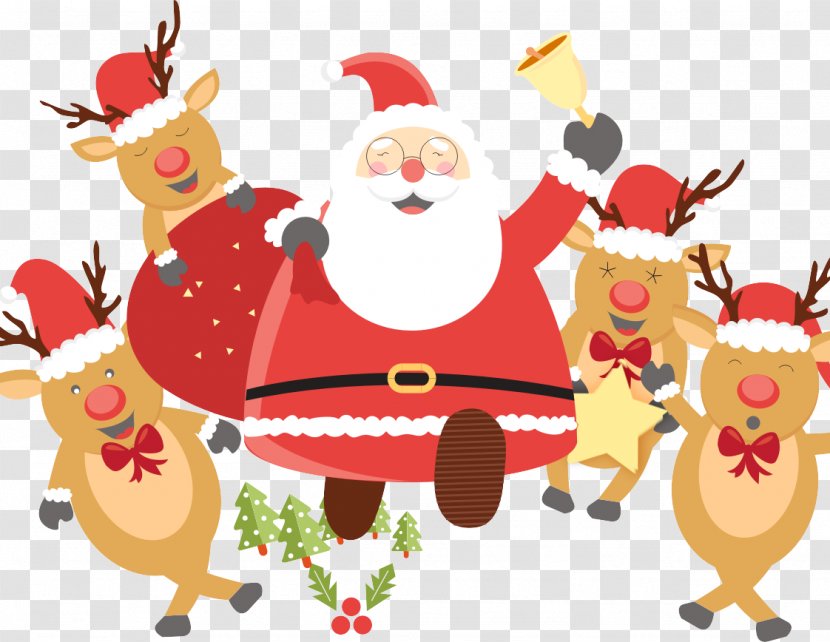 Santa Clauss Reindeer Christmas Gift - Tree - And His Little Friends Transparent PNG