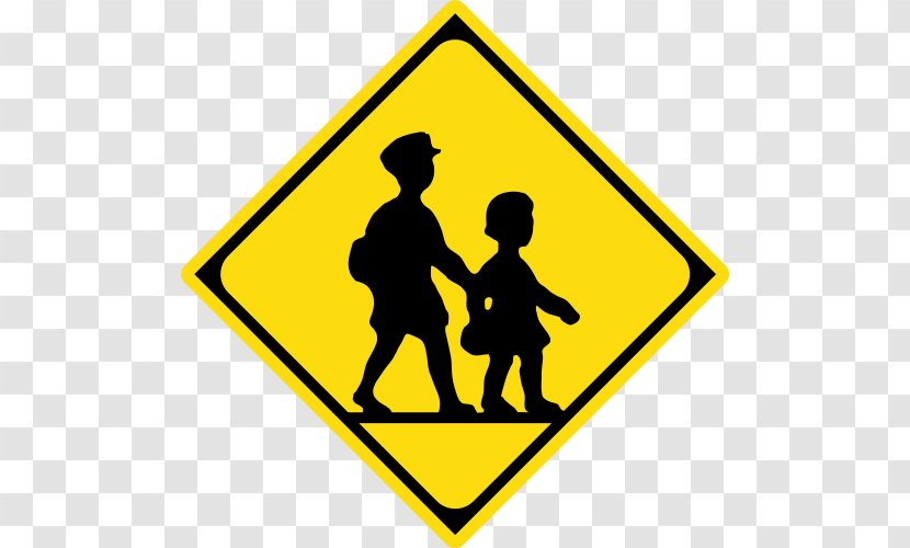 Traffic Sign Road Warning School Zone - Yellow Transparent PNG