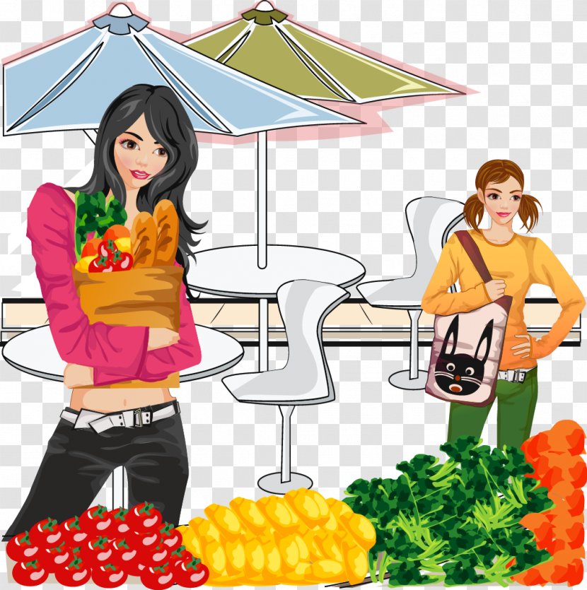 Grocery Store Shopping Clip Art - Stock Footage - Long-haired Woman Vector Material Transparent PNG