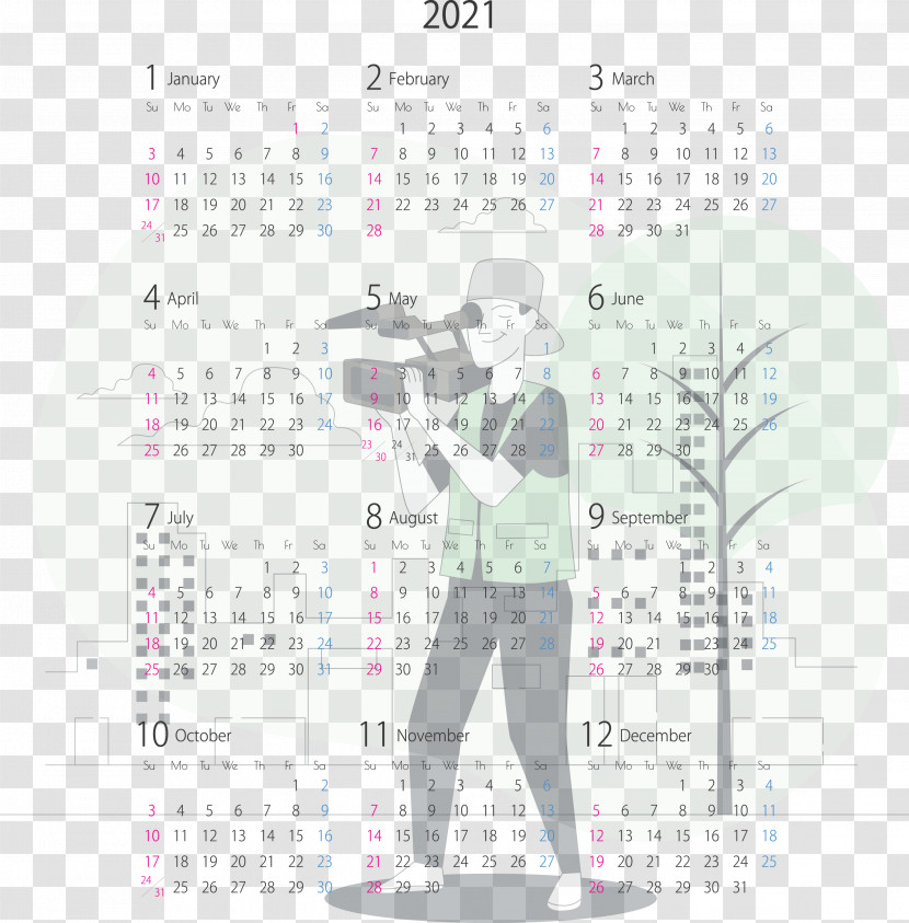 2021 Yearly Calendar Printable 2021 Yearly Calendar Template 2021 Calendar Transparent PNG