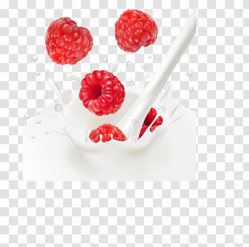 Milk Cream Raspberry - Royaltyfree - Raspberries Transparent PNG