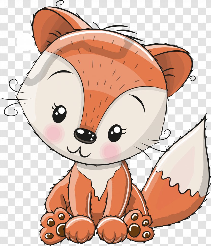 Fox Cartoon Cuteness Illustration - Hand Painted Red Transparent PNG