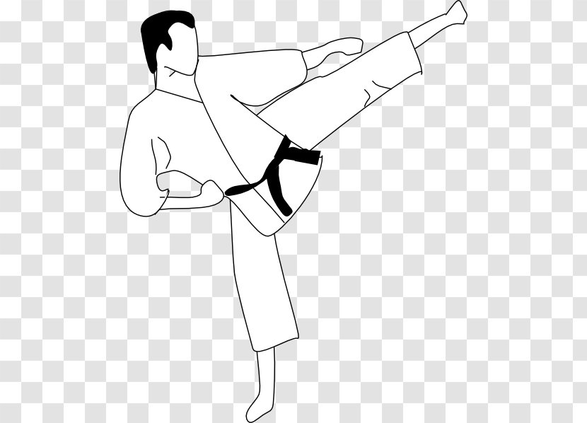 Karate Coloring Book Martial Arts Kick Taekwondo - Silhouette - Gambar Transparent PNG