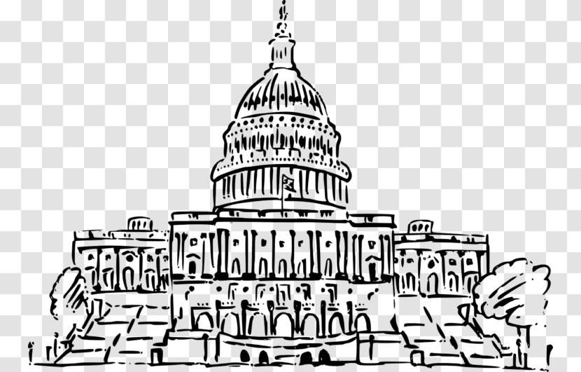 United States Capitol Texas State California Drawing - Black And White - Design Transparent PNG