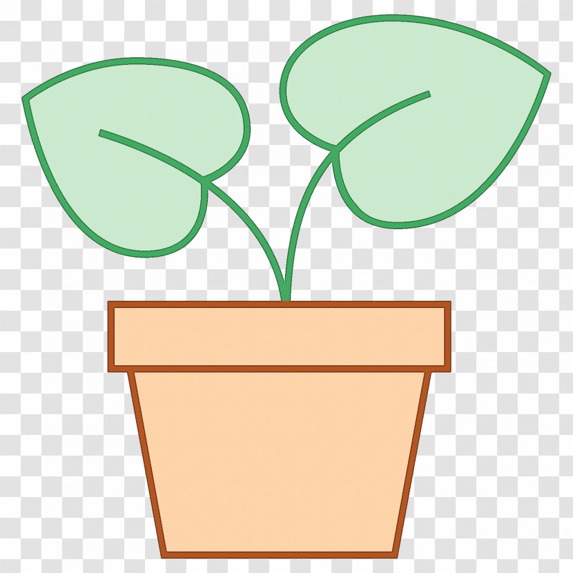Green Flowerpot Leaf Line Font Transparent PNG