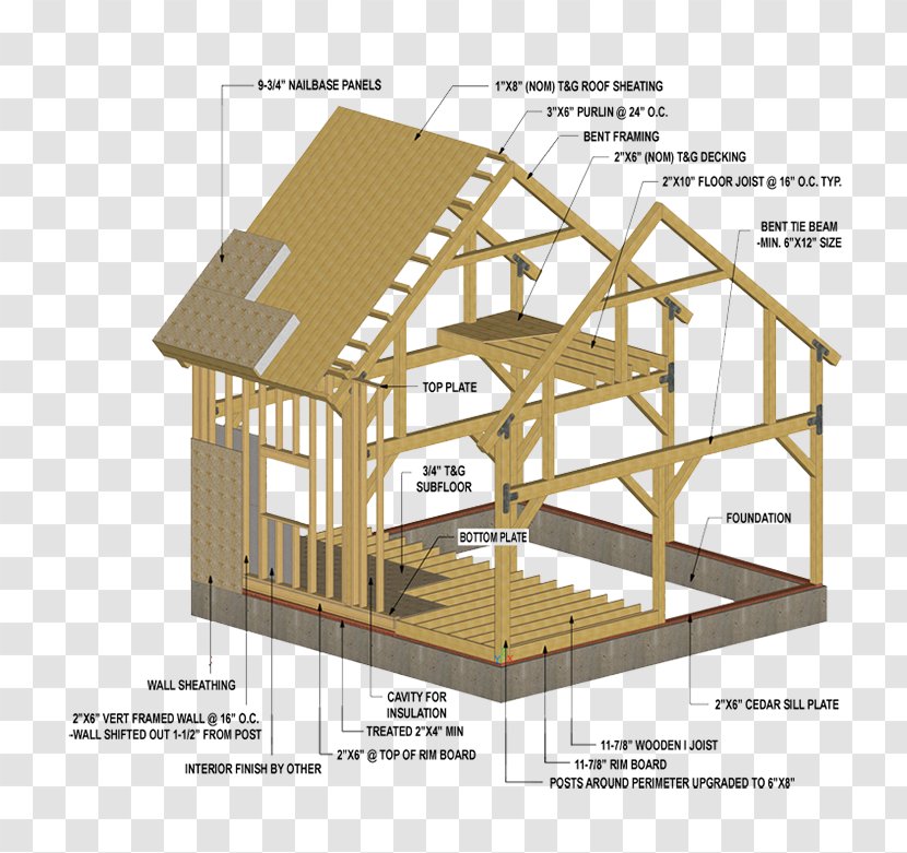 Roof Shed Pole Building Framing Post - Cut Into Two Parts Transparent PNG
