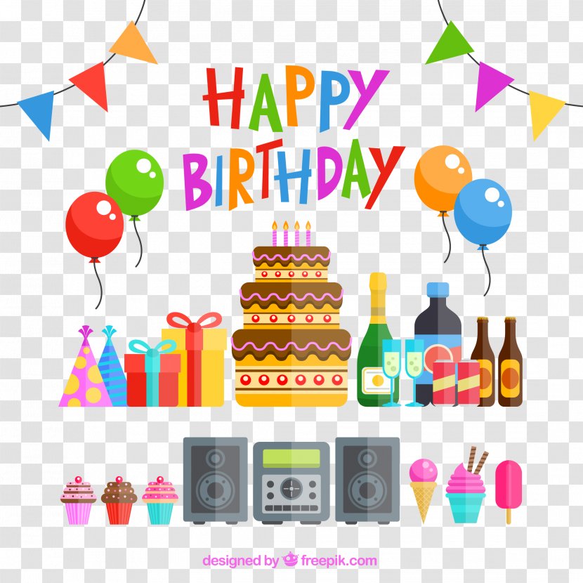 Birthday Cake Party Happy To You - Heart - Downld Transparent PNG