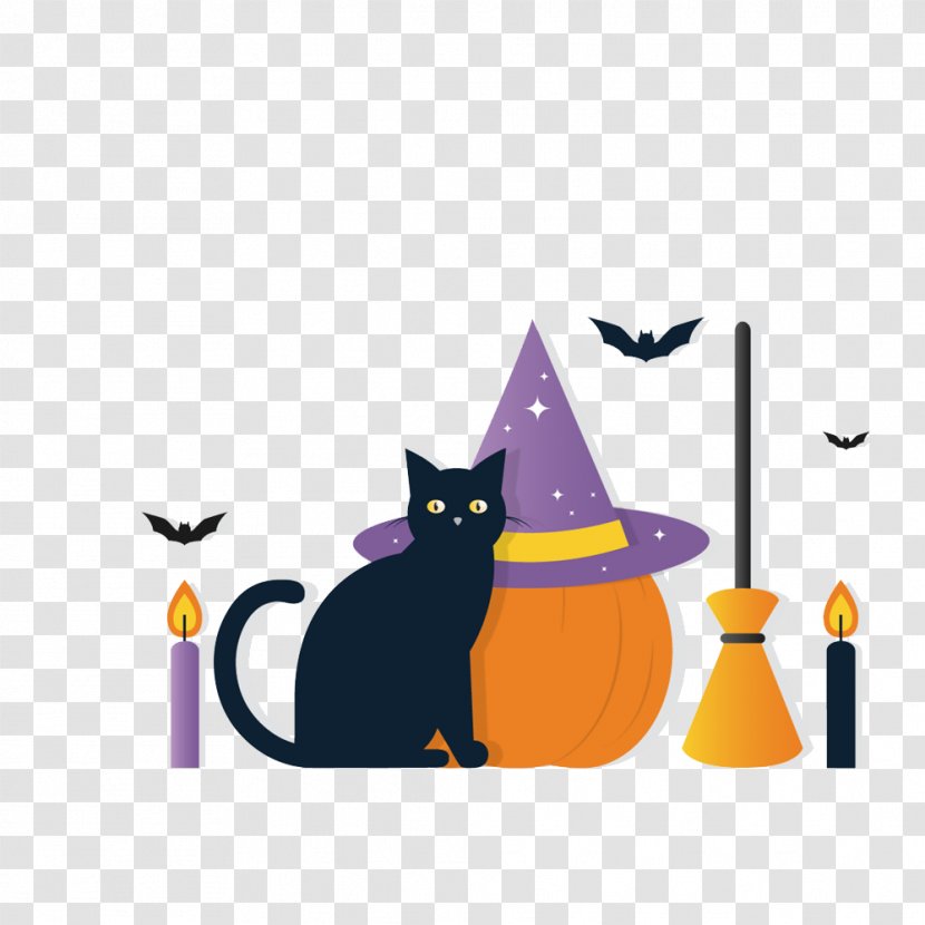 Cat Vector Graphics Clip Art Image - Royaltyfree - Halloween Background Transparent PNG