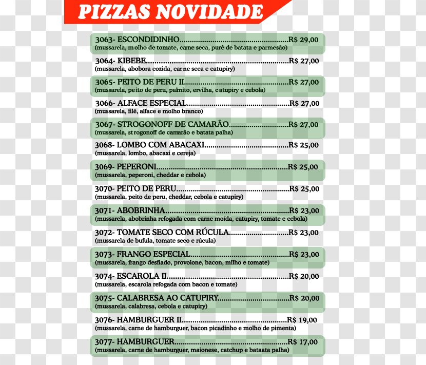 Q-tall Pizzaria Pizza & Tal Menu - Green Transparent PNG