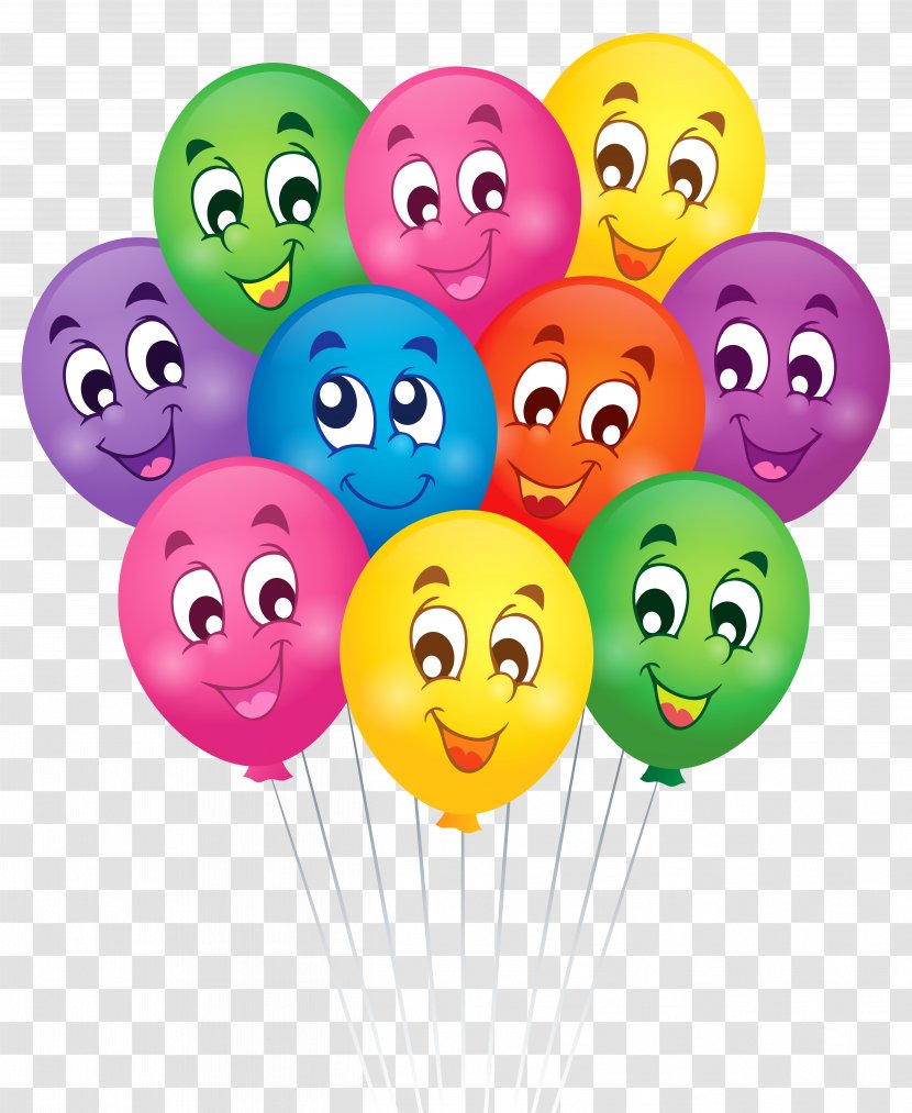 Birthday Wish Greeting Card Clip Art - Emoticon - Balloons With Faces Cartoon Clipart Picture Transparent PNG