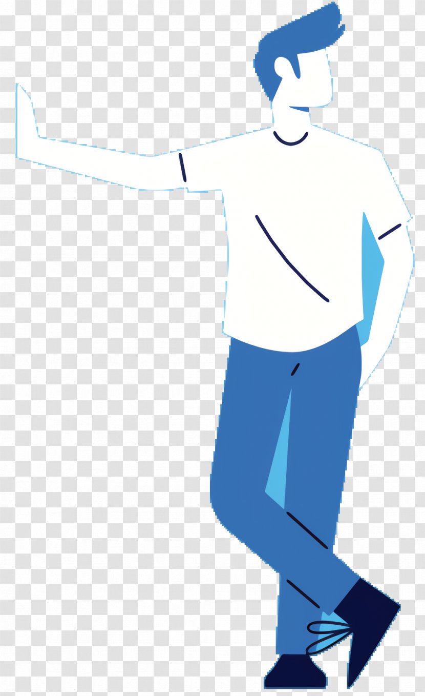 Man Cartoon - Electric Blue - Standing Transparent PNG