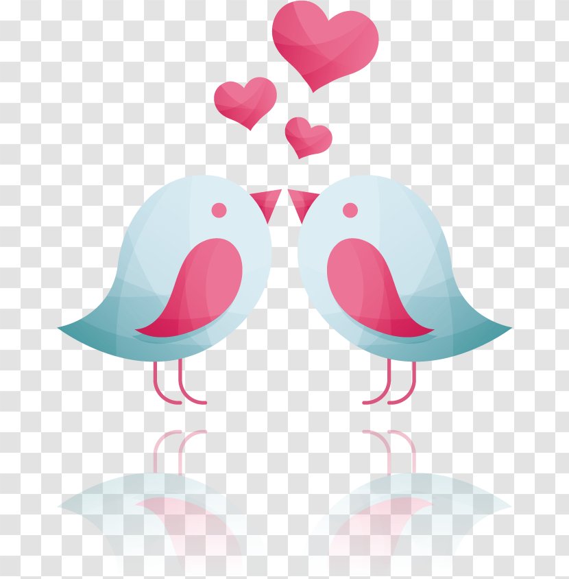 Bird Clip Art - Flower - Vector Pink Birds Kissing Transparent PNG