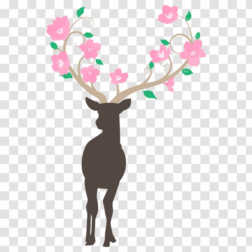 Reindeer - Silhouette Branch Transparent PNG