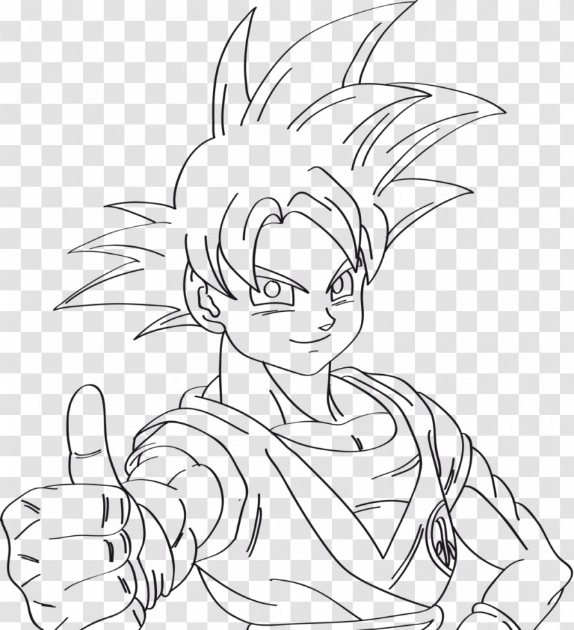 Line Art Goku Frieza Super Saiyan Drawing - Cartoon - Virgin Mary Transparent PNG