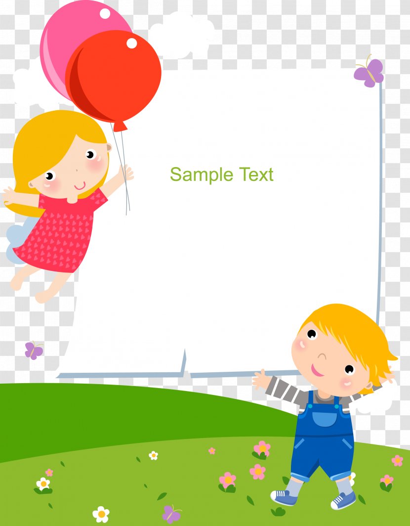 Child Cartoon Clip Art - Grass - Kids Balloons Text Box Transparent PNG