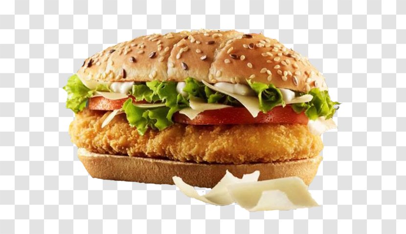 Salmon Burger Breakfast Sandwich Ham And Cheese Hamburger Bagel - Junk Food - Chicken Crispy Transparent PNG