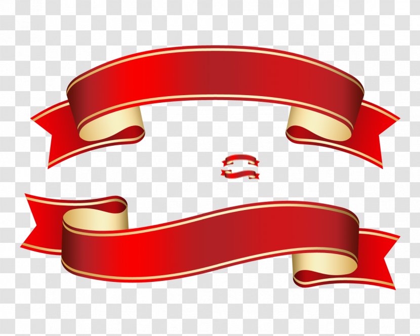 Paper Ribbon Banner Clip Art - Cartoon - Red Band Transparent PNG
