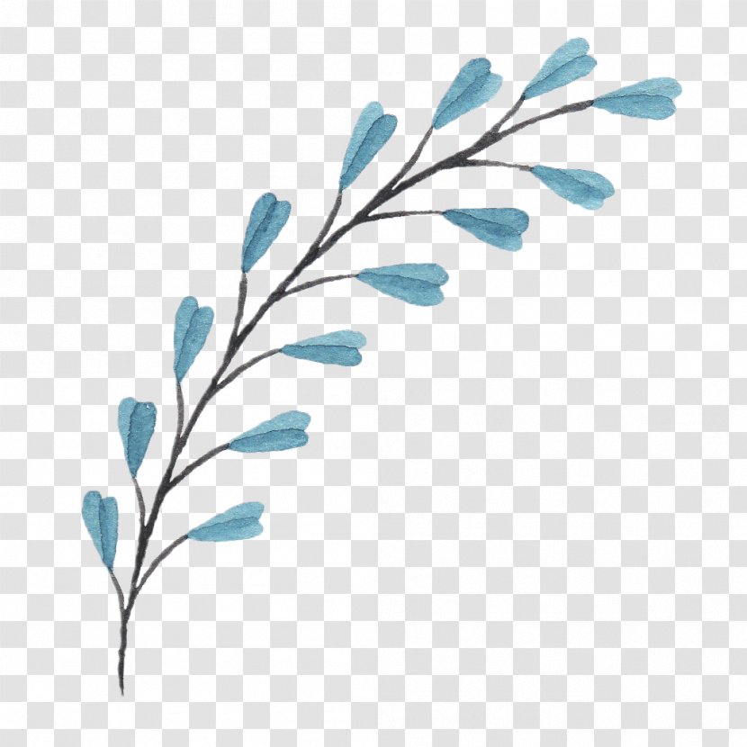Flower Drawing Ink - Blue - Branches Flowers Transparent PNG