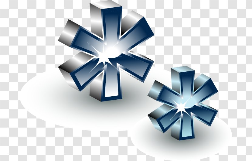 Pointer Three-dimensional Space Icon - Symbol - Hand-painted Blue Snowflake Pattern Transparent PNG