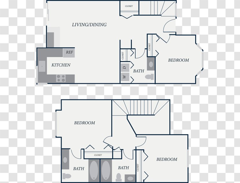 Floor Plan The Row Townhomes Apartment - Diagram Transparent PNG