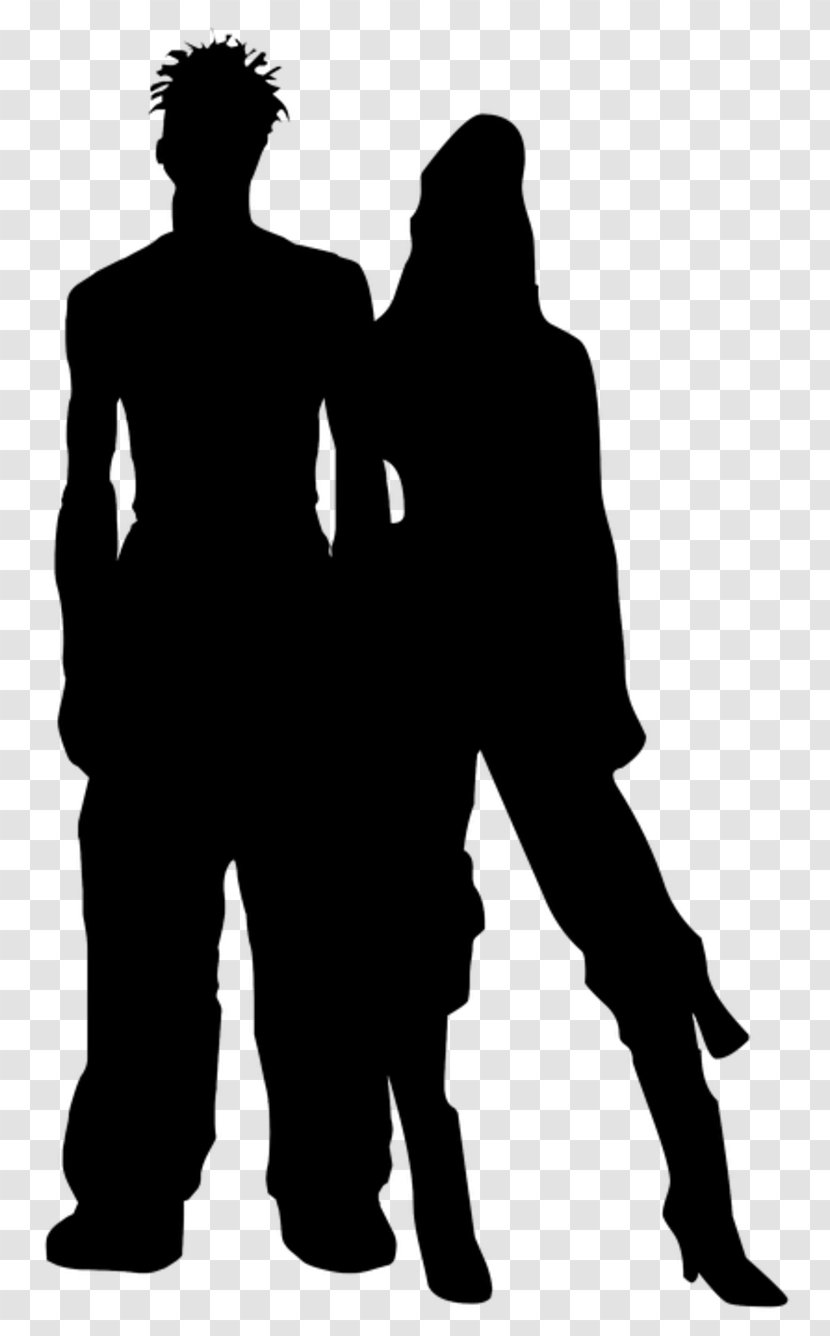 Silhouette Couple Drawing - Black And White Transparent PNG
