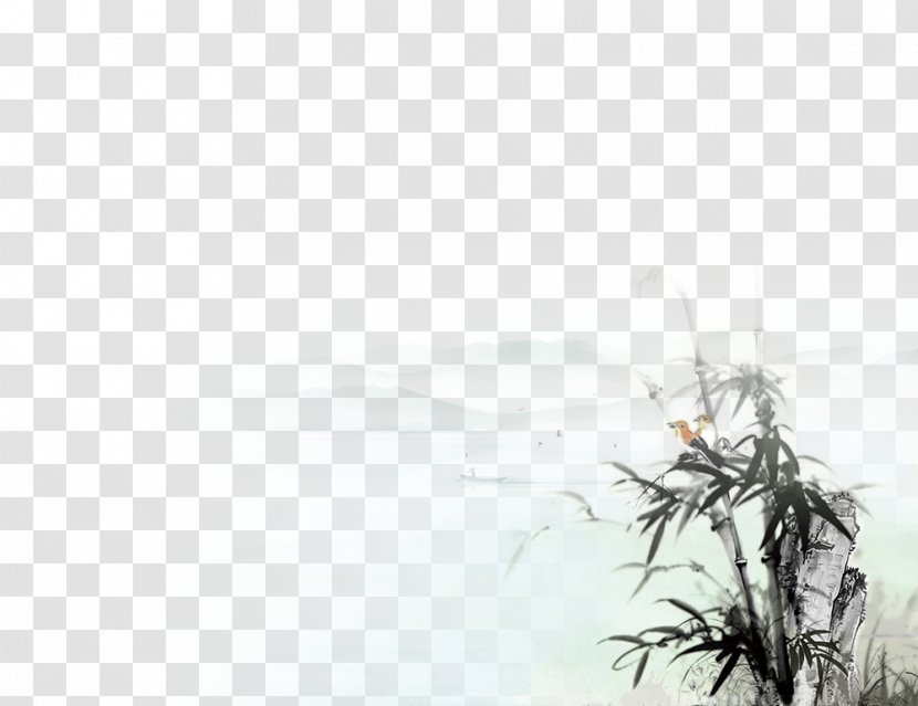 Ink Bamboo Landscape Computer File - Rectangle - Water Transparent PNG