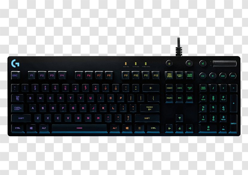 Computer Keyboard Logitech G810 Orion Spectrum Gaming Keypad USB Video Game - Electronic Instrument Transparent PNG