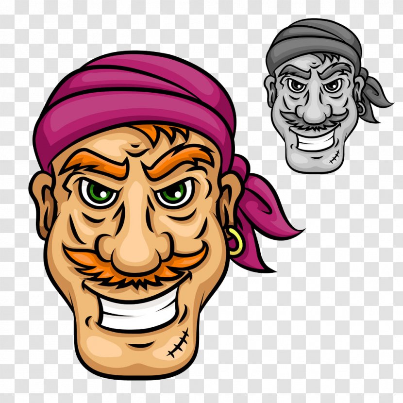 Moustache Sailor Piracy Beard - Art - Cartoon Pirate Man Transparent PNG