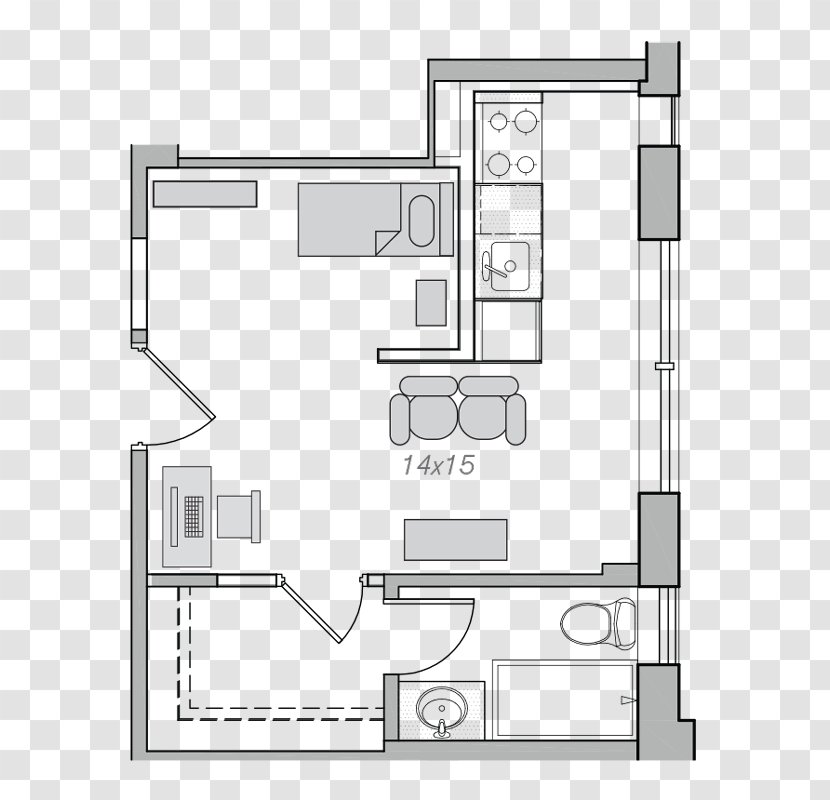 Embassy Tower Floor Plan Studio Apartment Bedroom - Washington Dc Transparent PNG