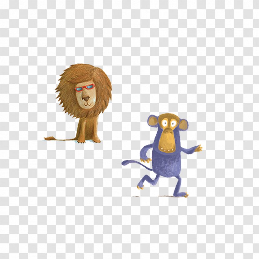 Cartoon Illustrator Illustration - Carnivoran - Hand-painted Animals Lions And Monkeys Transparent PNG